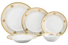 Royalty Porcelain 20-pc Dilagio Dinner Set, Luxury Porcelain 24K Gold