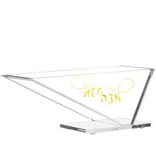 (D) Judaica Lucite Matzah Stand with Swirl Text For Passover (Gold)