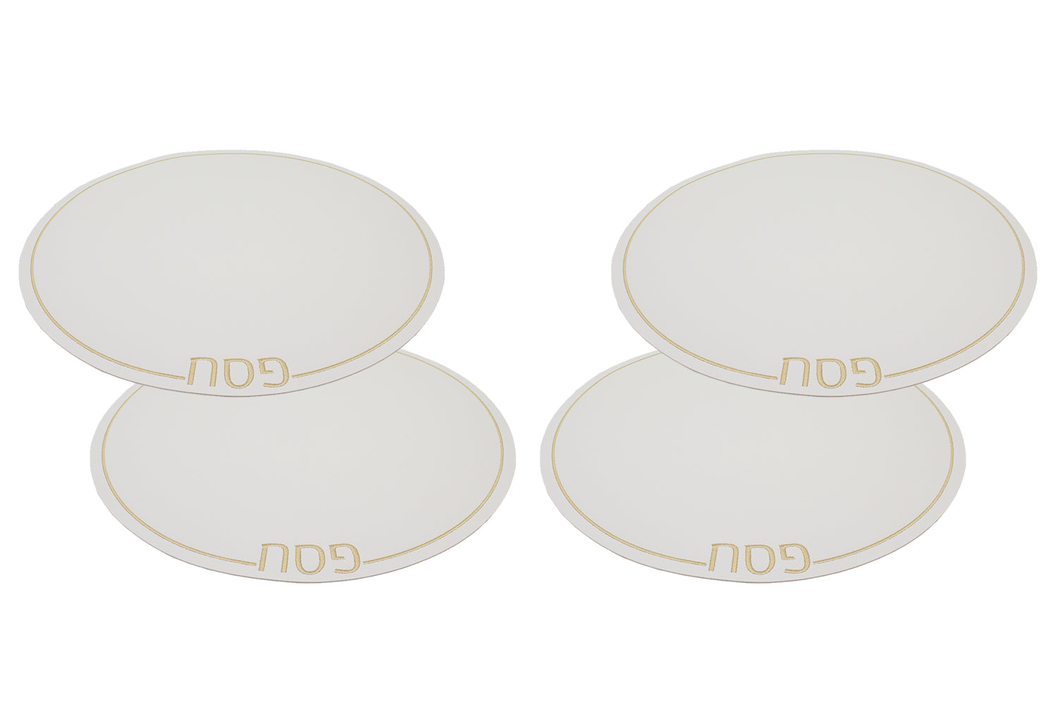 (D) Judaica White Leatherette Passover Placemats Set of 4 for Tabletop
