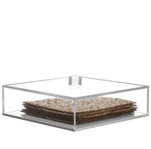 (D) Judaica Lucite Box with Lid for Square Matzos 13x13 (Clear Base)