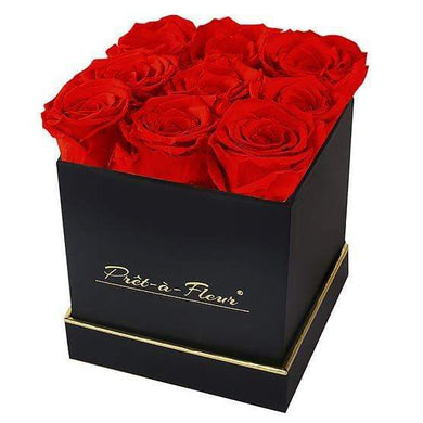 (D) Luxury Long Lasting Roses in a Black Box, Preserved Flowers 5.5'' (Scarlet)