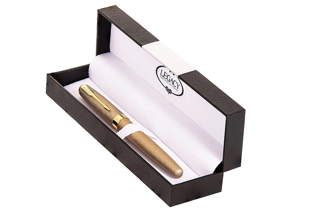 (D) Judaica Pen in Box, Modern Black Case For Present 5 3/8'' (Gold)