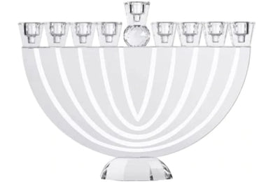 (D) Judaica Magnificent Crystal Menorah for Oil and Candles 14.6