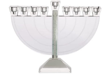 (D) Judaica Ornate Crystal Menorah with Stones 37x24 cm for 9 Candles