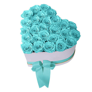 (D) Luxury Long Lasting Roses in a Box, Preserved Flowers 'Big Heart' (Blue)