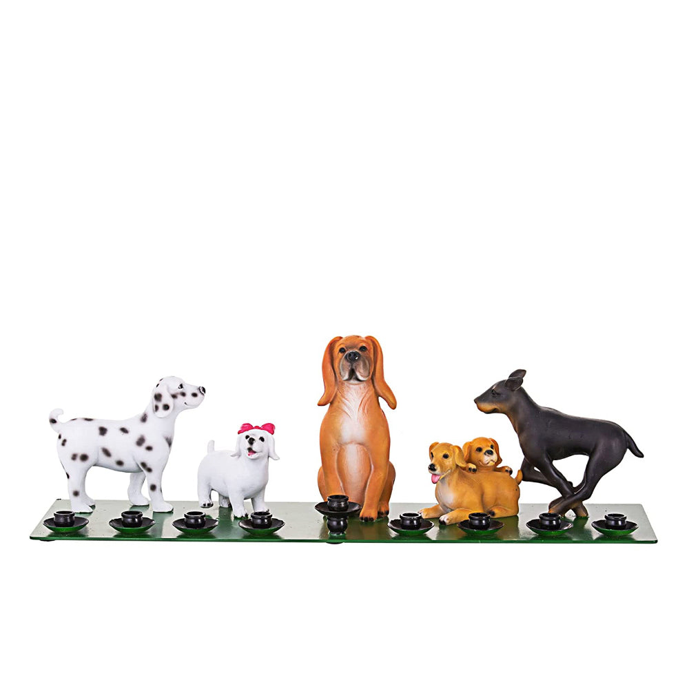 (D) Judaica Bark Avenue Pups, Candle Holders with Animals 14''