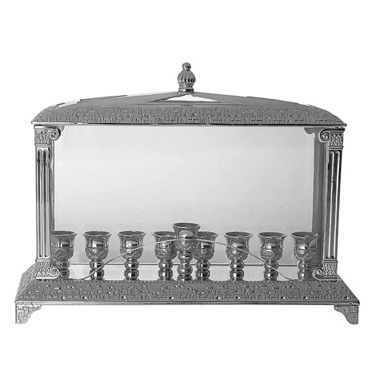 (D) Judaica Menorah Wall Style Silver Plated Chanukah Holiday Decor 10''