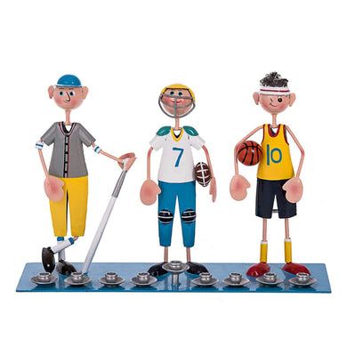 (D) Judaica Sporting Boys Menorah for Kids Candle Holder 9.5 Inch