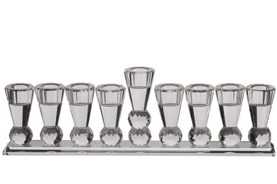 (D) Judaica Basic Crystal Menorah Candle Holder Cups for Oil 14x3.9''