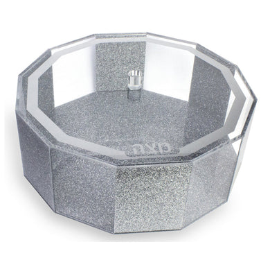 (D) Judaica Acrylic Matzah Box With Lid Hexagon Holder Lucite (Silver)