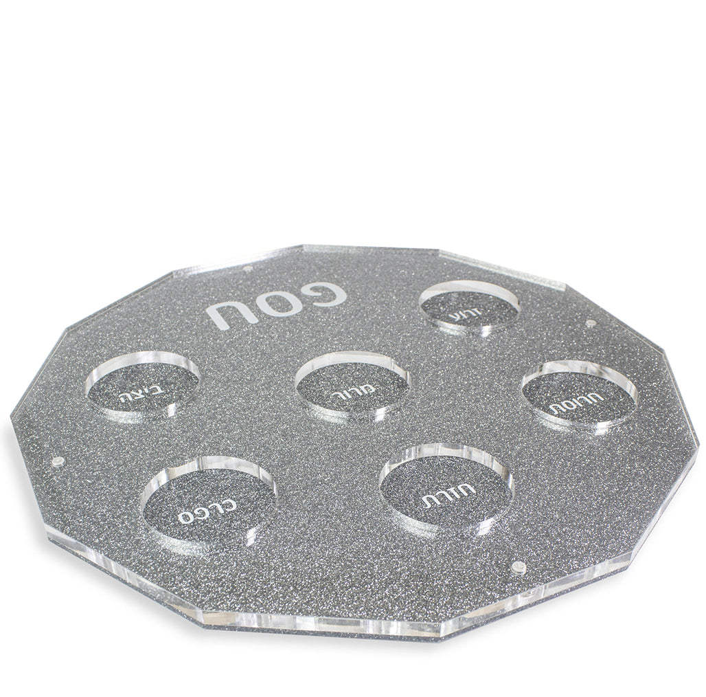 (D) Judaica Acrylic Seder Plates for Passover Hexagon Modern