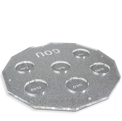 (D) Judaica Acrylic Seder Plates for Passover Hexagon Modern