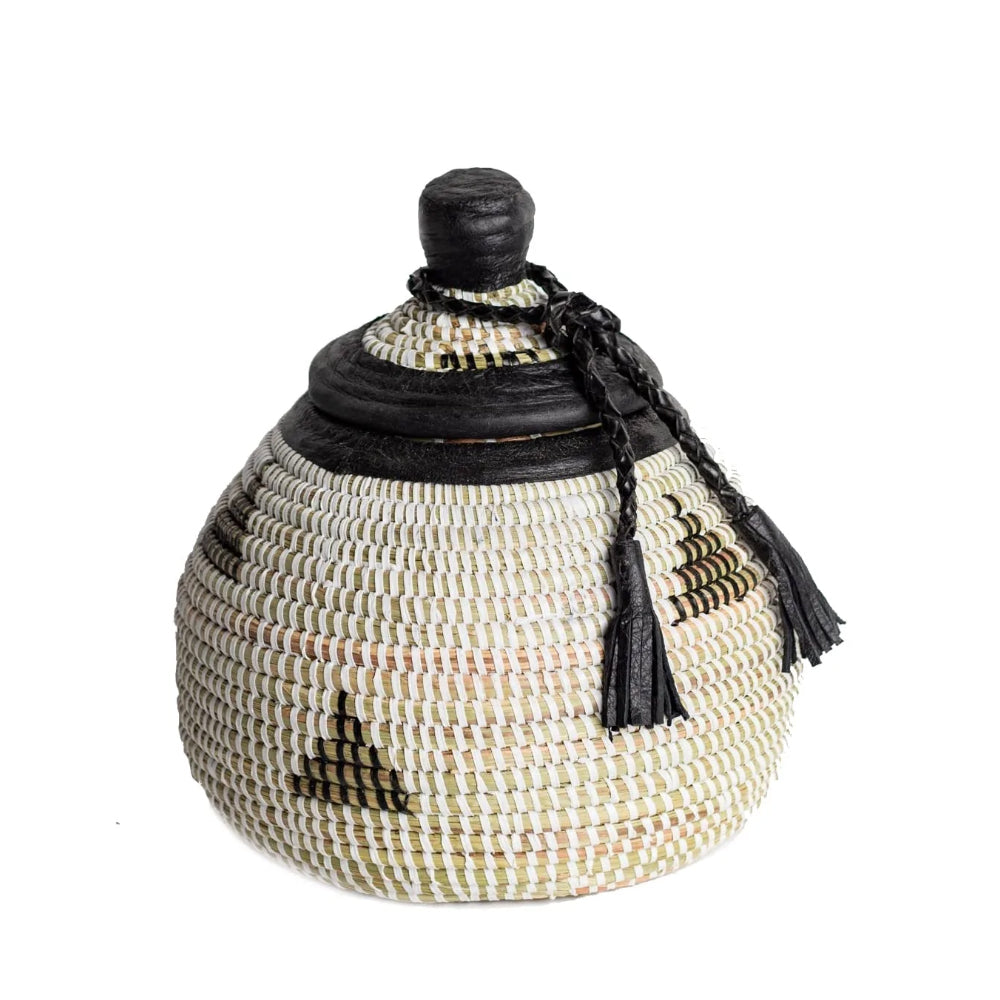 (D) Dakar Decorative Baskets for Home Decor Storage with Lid, Woven Barrel 10x9