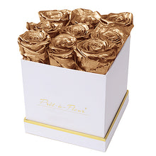 (D) Luxury Long Lasting Roses in a White Box, Preserved Flowers 5.5'' (Gold)