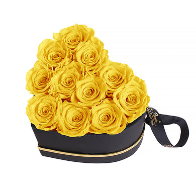 (D) Luxury Long Lasting Roses in a Box, Preserved Flowers Grand Heart (Yellow)