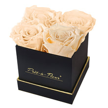 (D) Luxury Long Lasting Roses in a Black Box, Preserved Flowers 4'' (Champagne)
