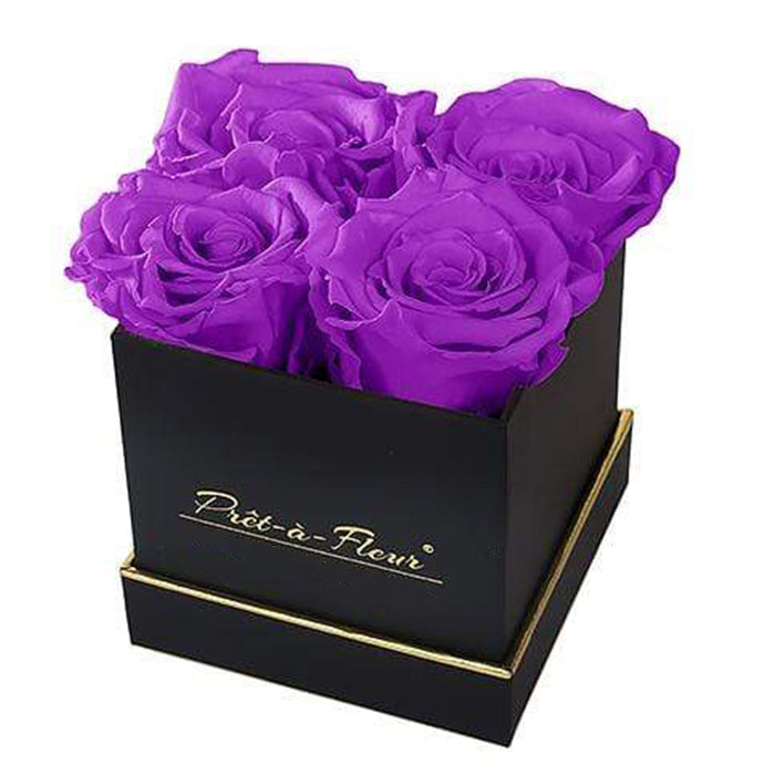(D) Luxury Long Lasting Roses in a Black Box, Preserved Flowers 4'' (Orchid)