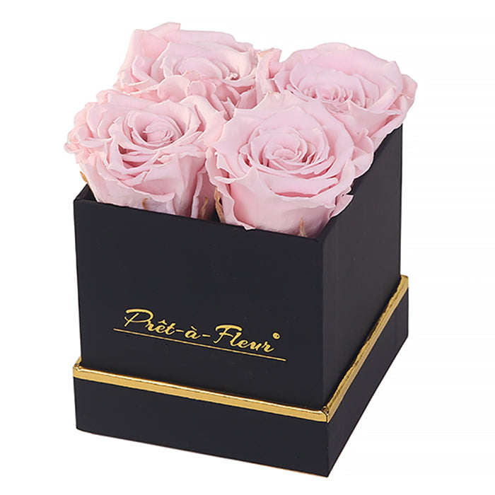 (D) Luxury Long Lasting Roses in a Black Box, Preserved Flowers 4'' (Blush)