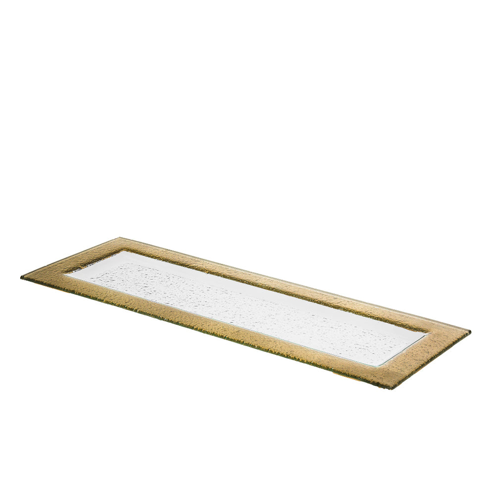 (D) Judaica Rectangular Tray Set of 6 for Desserts 19.5x7'' (Gold)