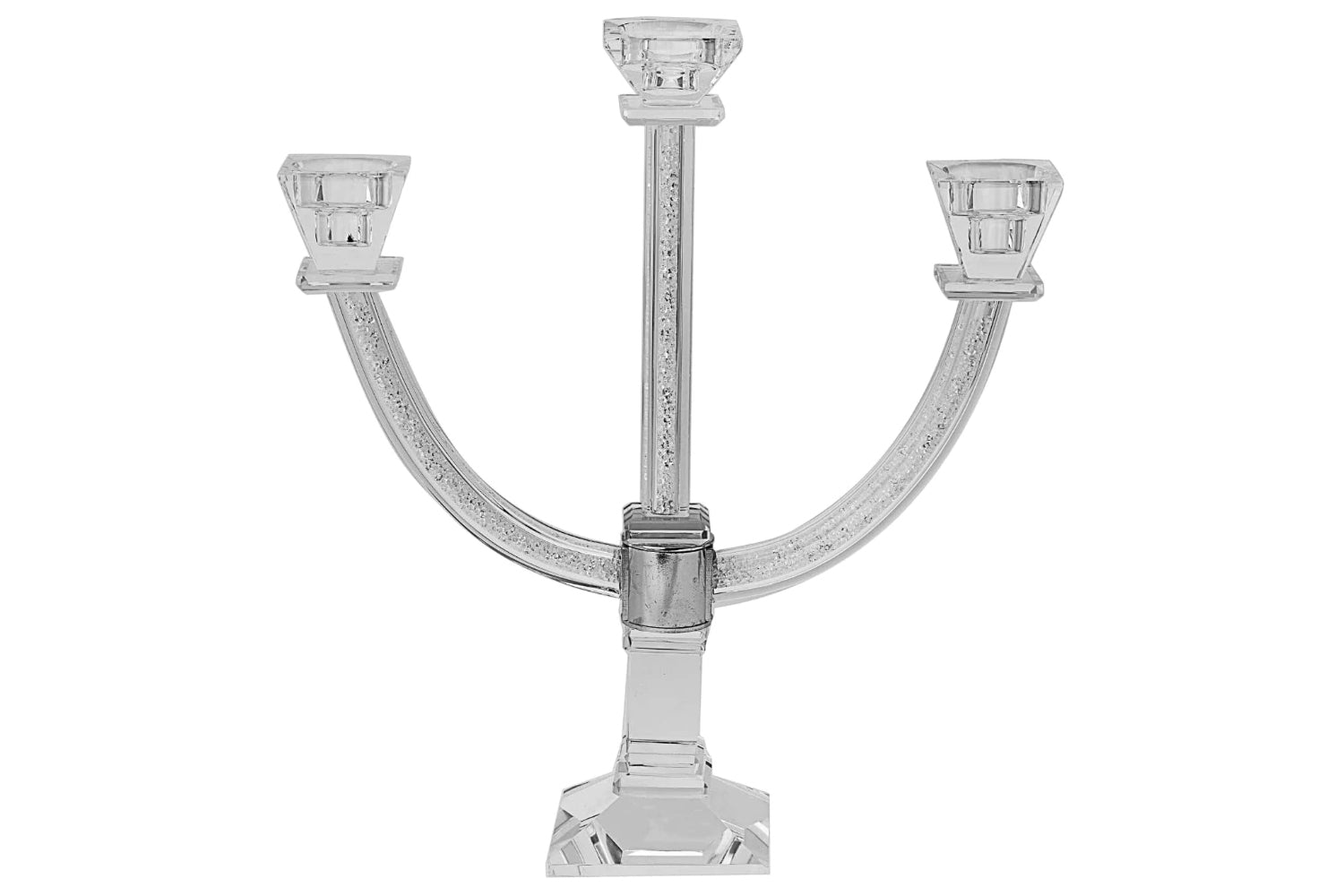 (D) Judaica Crystal and Crushed Stones 3 Branches 12x13 inch