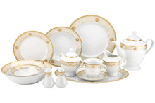 Royalty Porcelain 57-pc Dilagio Dinner Set, Luxury Porcelain 24K Gold