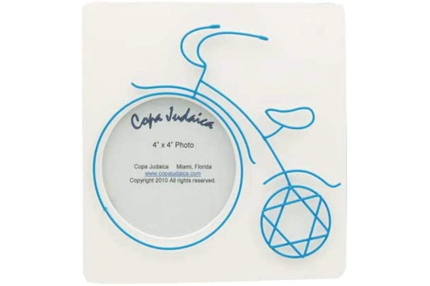 (D) Judaica Wire Photo Frame with Stars of David 7.75x7'' (Blue Tricycle)