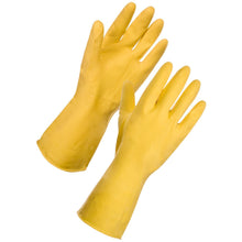Long Reusable Cleaning Rubber 8 1/2" X 13" Gloves Yellow for Janitorial (12 Pairs)